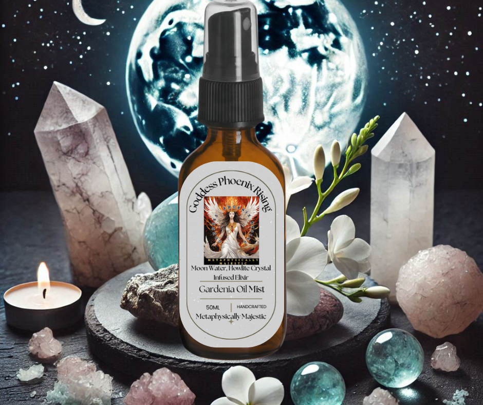 Goddess Phoenix Rising - Moon Water Howlite Crystal Infused Elixir Gardenia Oil Mist