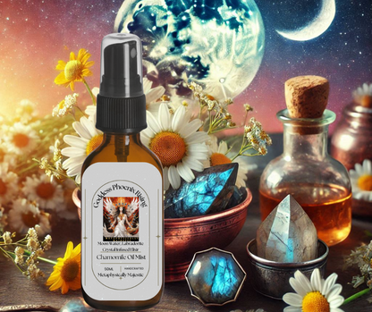 Goddess Phoenix Rising - Moon Water Labradorite Crystal Infused Elixir Chamomile Oil Mist